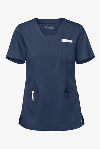 Blusa m&eacute;dica UA Butter-Soft STRETCH con cuello en V y 3 bolsillos de ojal para mujer