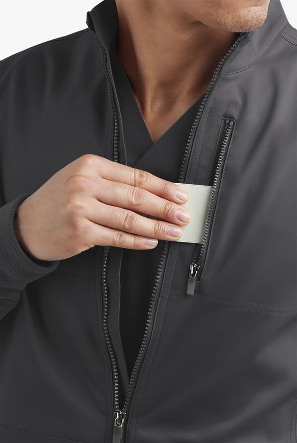 Advantage STRETCH Men's 4-Pocket Zip Front Warm-Up Scrub Jacket - Pewter - 5