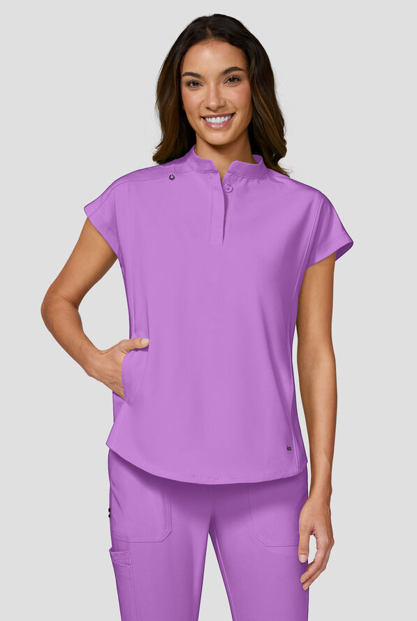 koi Next Gen Superhuman Women's 2-Pocket STRETCH Dolman Sleeve Scrub Top - Passion Lilac - 2