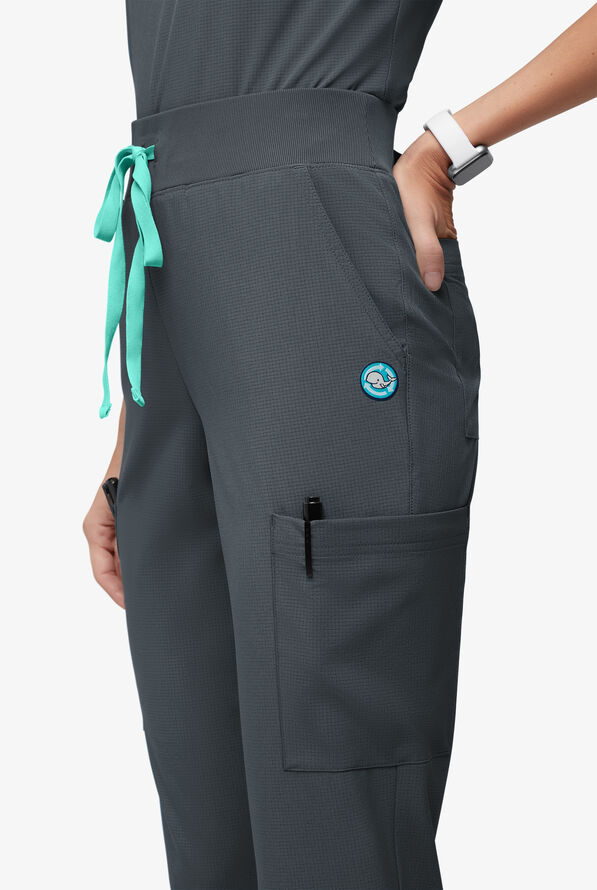 Pantal&oacute;n m&eacute;dico Easy STRETCH Ecogrid Arista Petite con piernas rectas y 7 bolsillos para mujer - Pewter - 3