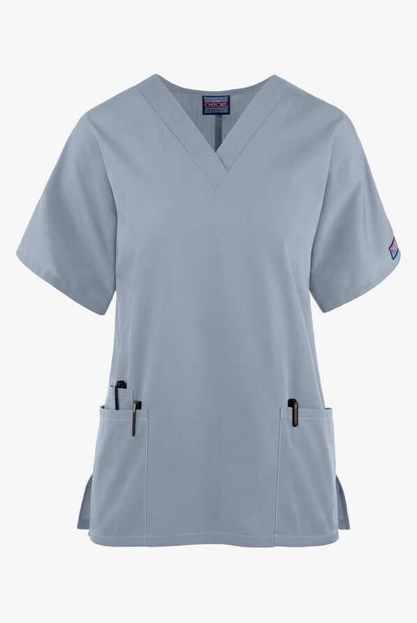 Cherokee Workwear Women's 3-Pocket V-Neck Scrub Top - Grey - 1