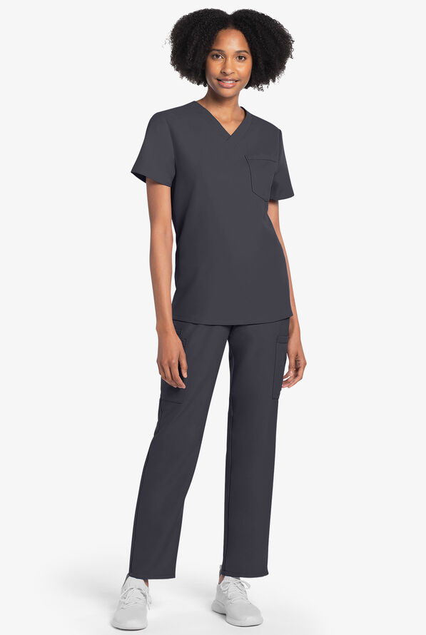 Blusa m&eacute;dica unisex Cherokee Workwear Originals Ultra con cuello en V y 1 bolsillo - Pewter - 4