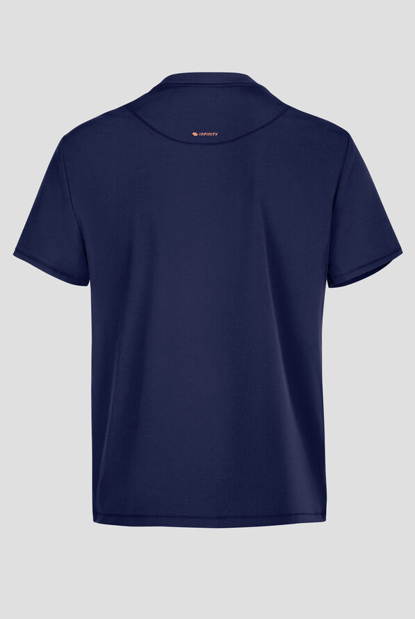 Infinity GNR8 Men's 3-Pocket STRETCH Rib-Knit Trim V-Neck Scrub Top - Navy - 2