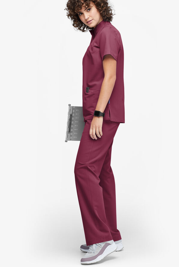 MOVEMENT by Butter-Soft Mira Women's 6-Pocket Wide Leg Scrub Pants - Wine - 2