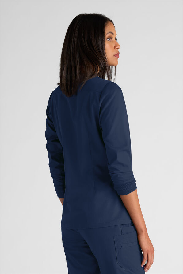Butter-Soft STRETCH Women's 5-Pocket 3/4" Sleeve V-Neck Scrub Top - Navy - 2