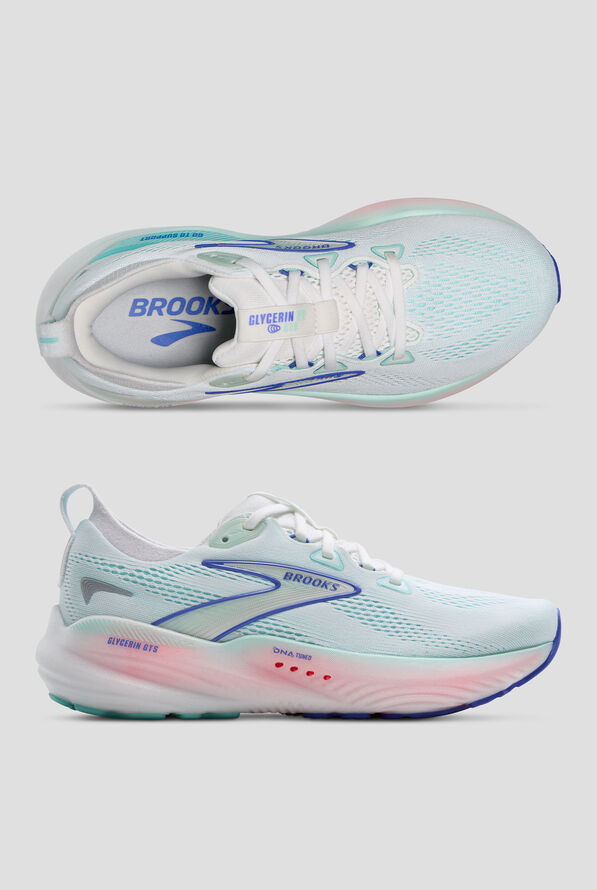 Brooks Women's Glycerin GTS 22 White/Limpet Shell/Amparo Blue Athletic Lace Up Shoes - null - 1