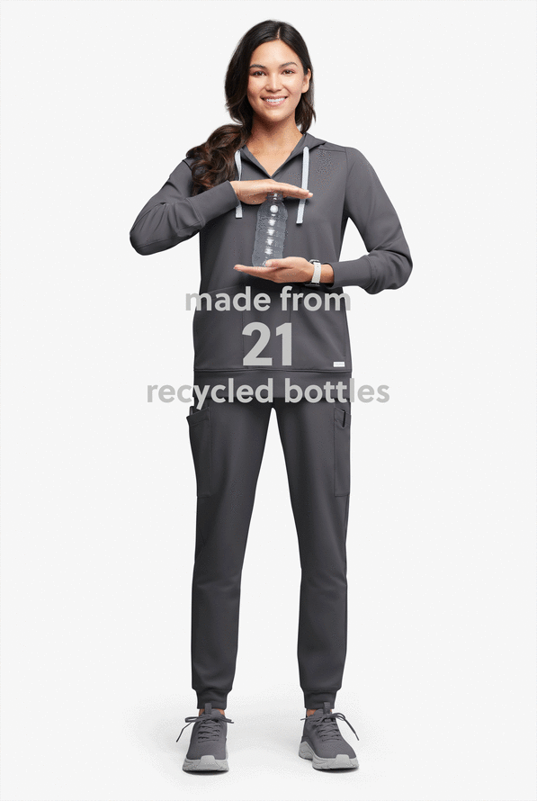 Sudadera médica con capucha ReSurge Jasper con mangas largas y 4 bolsillos para mujer - Pewter - 5