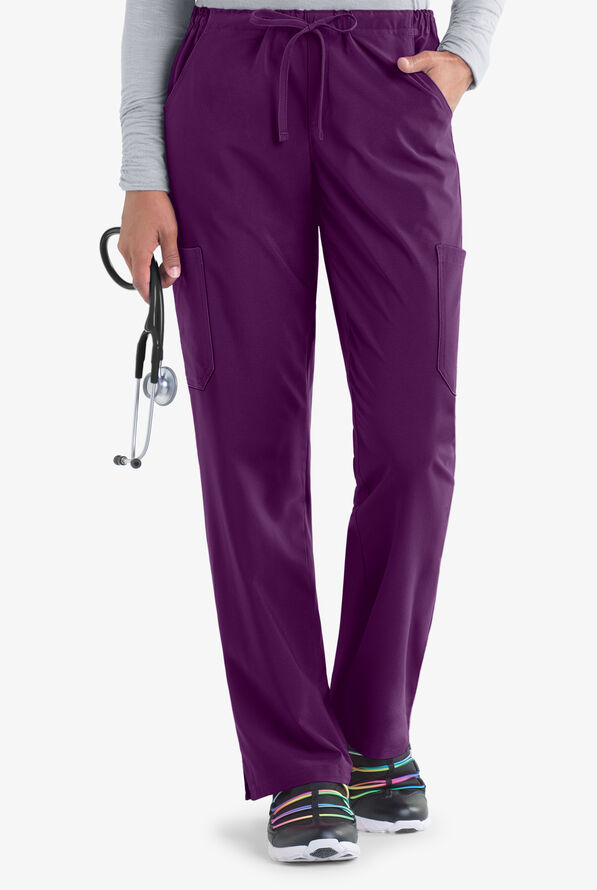Easy STRETCH Eden Women's 4-Pocket Drawstring Scrub Pants - Eggplant - 1