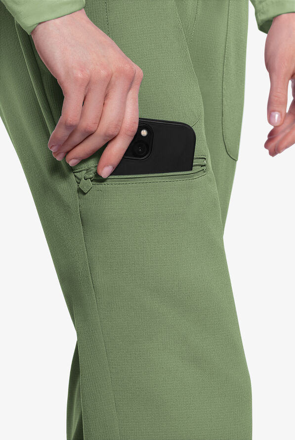 Med Couture Amp Women's 6-Pocket STRETCH Jogger Scrub Pant - Beyond Green - 2
