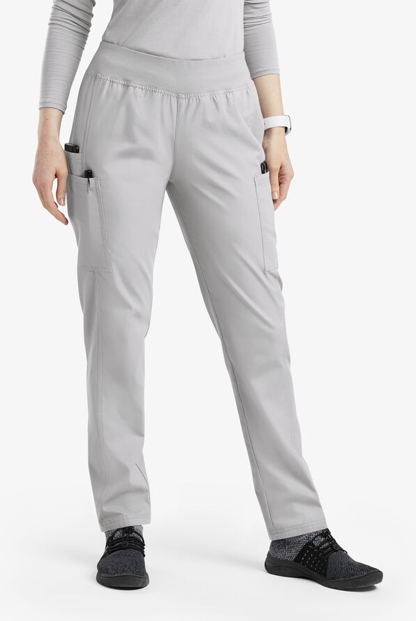 Pantalón médico Butter-Soft Originals de tiro medio estilo yoga con piernas entalladas y 5 bolsillos para mujer - Silver - 1