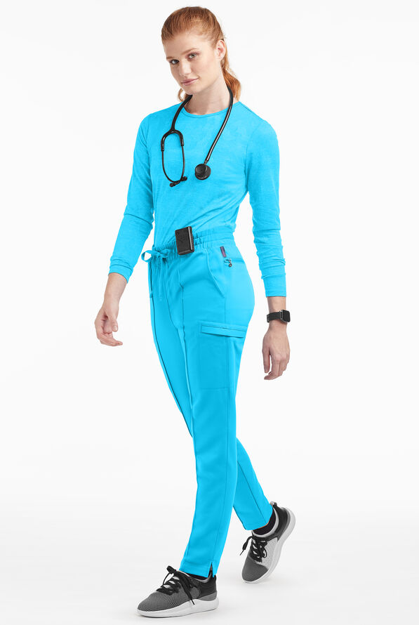 Movement by Butter-Soft Capricorn Women’s 7-Pocket Skinny Pintuck Scrub Pants - Turquoise - 4