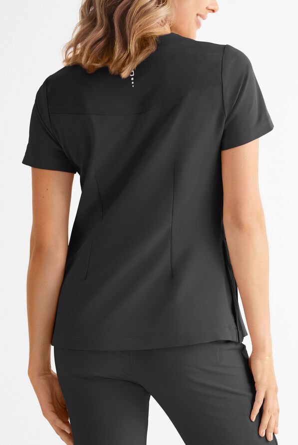 Blusa m&eacute;dica 360 by Healing Hands Stella STRETCH con cuello en V y 1 bolsillo para mujer - Black - 4
