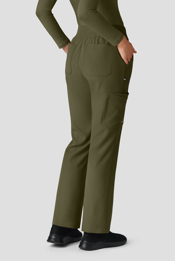 koi Next Gen Jump Start Women's 7-Pocket STRETCH Boot Cut Cargo Scrub Pants - Olive - 3
