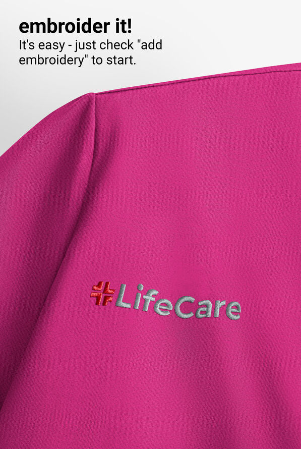 Infinity Women's 4-Pocket STRETCH Dolman Sleeve Rib-Knit Mock Neck Scrub Top - Future Fuchsia - 4