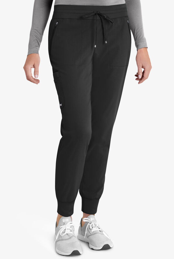 Grey's Anatomy by Barco Spandex STRETCH Eden Women's 5-Pocket Cargo Jogger Scrub Pants - Black - 1