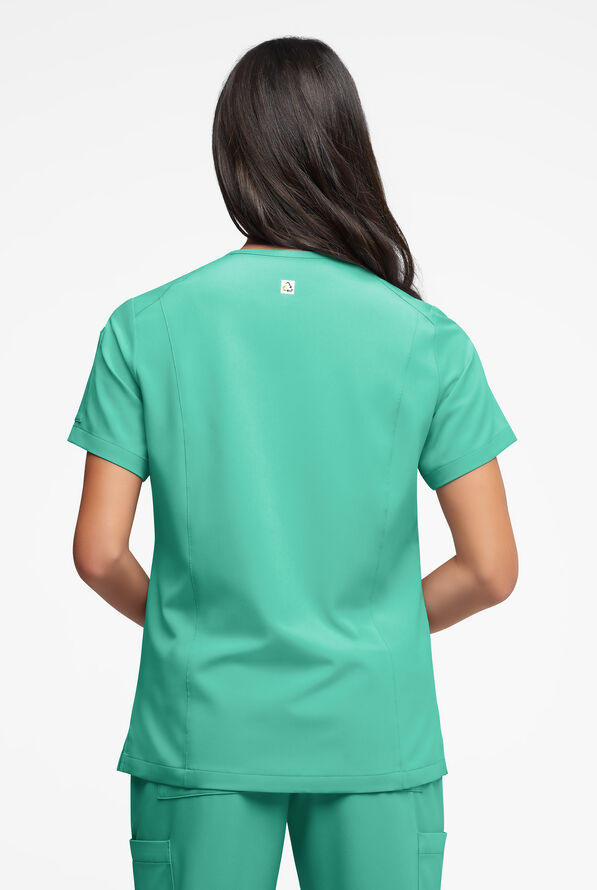 Blusa médica ReSurge Ruby con cuello en V y 5 bolsillos para mujer - Bright Jade - 4