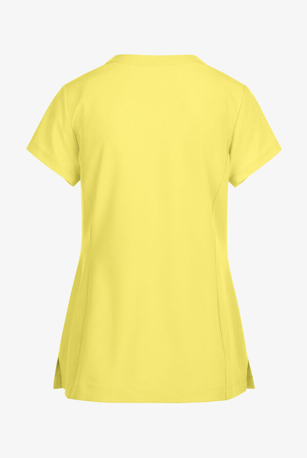 Skechers by Barco Coast Women's 2-Pocket STRETCH Banded Collar V-Placket Scrub Top - Lemon Glow - 2