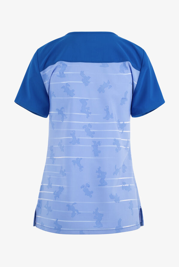 Tooniforms Disney Characters Sensational Sunset Women's 2-Pocket STRETCH V-Neck Print Scrub Top - null - 2