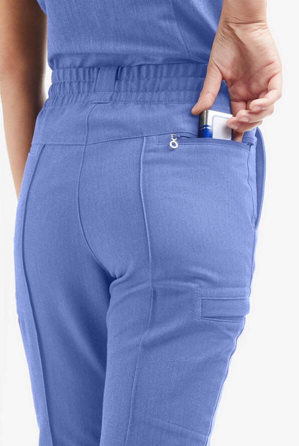 Movement by Butter-Soft Capricorn Women’s 7-Pocket Skinny Pintuck Scrub Pants - Electric Blue Heather - 3