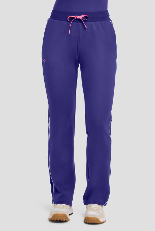 Med Couture Layers Women's 2-Pocket STRETCH High-Rise Straight Leg Scuba Knit Cargo Scrub Pant - Light Galactic Purple - 1