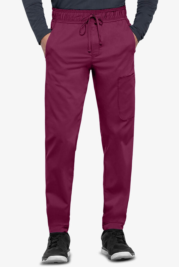 Cherokee Workwear Revolution Men's 5-Pocket STRETCH Jogger Scrub Pants - Wine - 1
