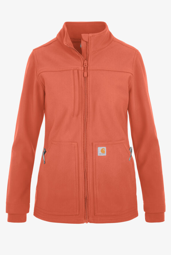 Carhartt Force Rugged Flex Women's 3-Pocket Bonded Fleece Scrub Jacket - Dusty Cedar - 1