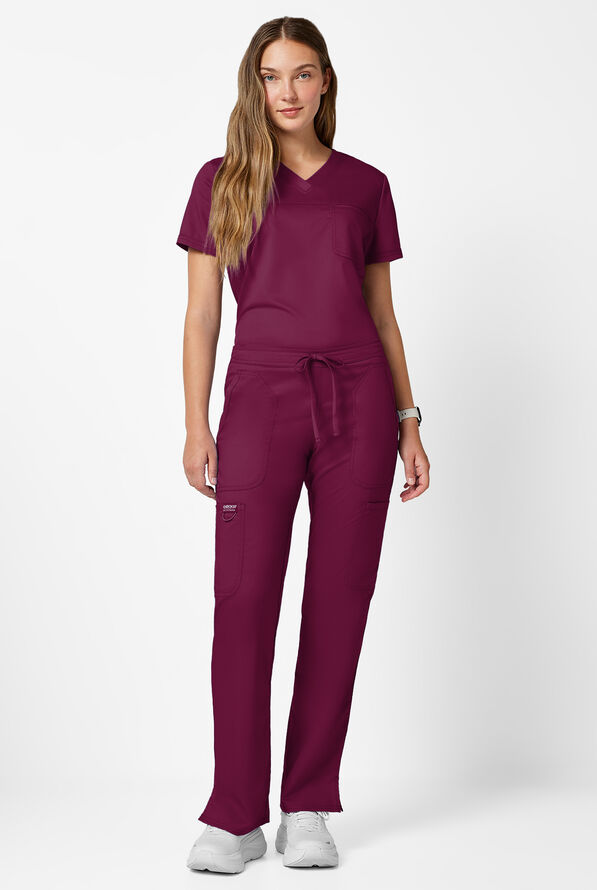 Cherokee Workwear Revolution Women's 5-Pocket STRETCH Drawstring Cargo Scrub Pants - Wine - 3
