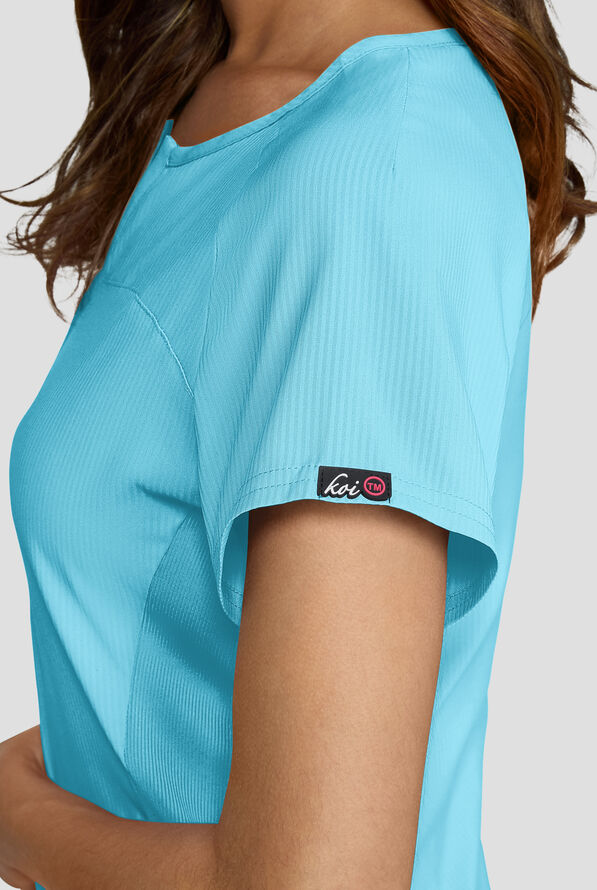 koi Lite&trade; Lilias Women's 2-Pocket Sweetheart Notch Neck Scrub Top - Sky - 3