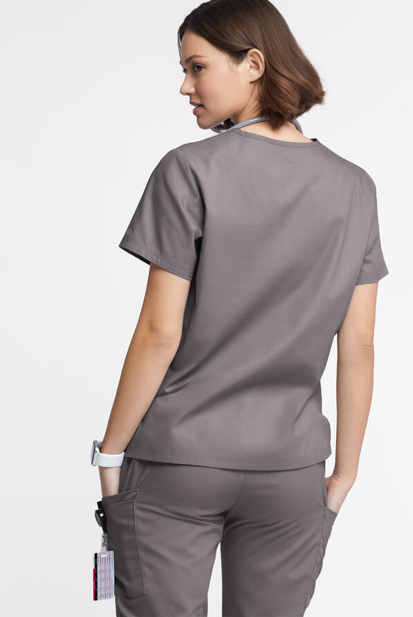 Butter-Soft Originals Women's 2-Pocket V-Neck Scrub Top - Grey Stone - 3