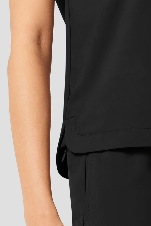Blusa m&eacute;dica Infinity Pursuit STRETCH con cuello en V de punto acanalado y 1 bolsillo para mujer - Black - 6