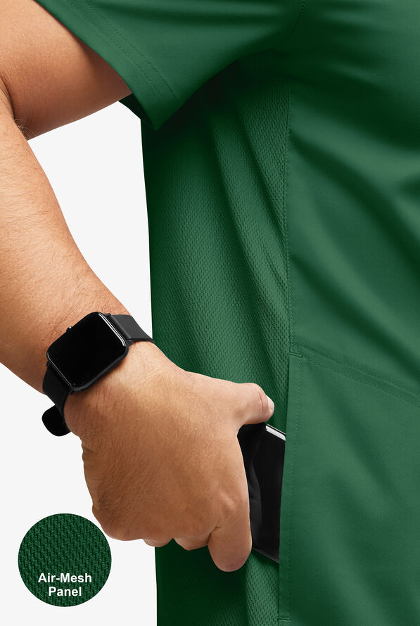 Advantage STRETCH Men's 5-Pocket V-Neck Air-Mesh Panel Scrub Top - Hunter - 2