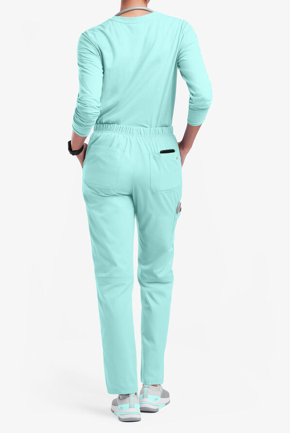 Butter-Soft Originals Women's 7-Pocket Mid Rise Straight Leg Cargo Scrub Pants - Petite - Sea Frost - 3