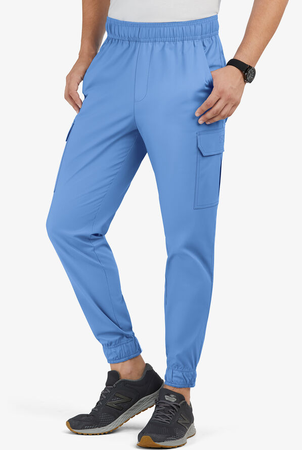 Pantalón médico UA Butter-Soft STRETCH estilo cargo jogger con 7 bolsillos para hombre - Ceil Blue - 1