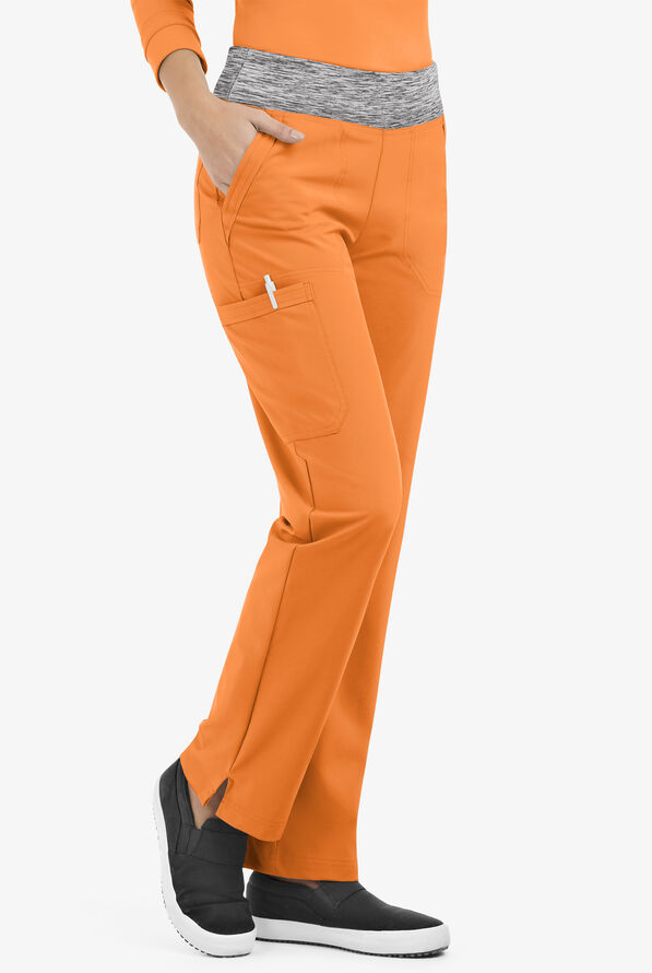 Pantalón médico Easy STRETCH tall Sienna estilo yoga con 5 bolsillos para mujer - Apricot Crush/Silver Melange - 1