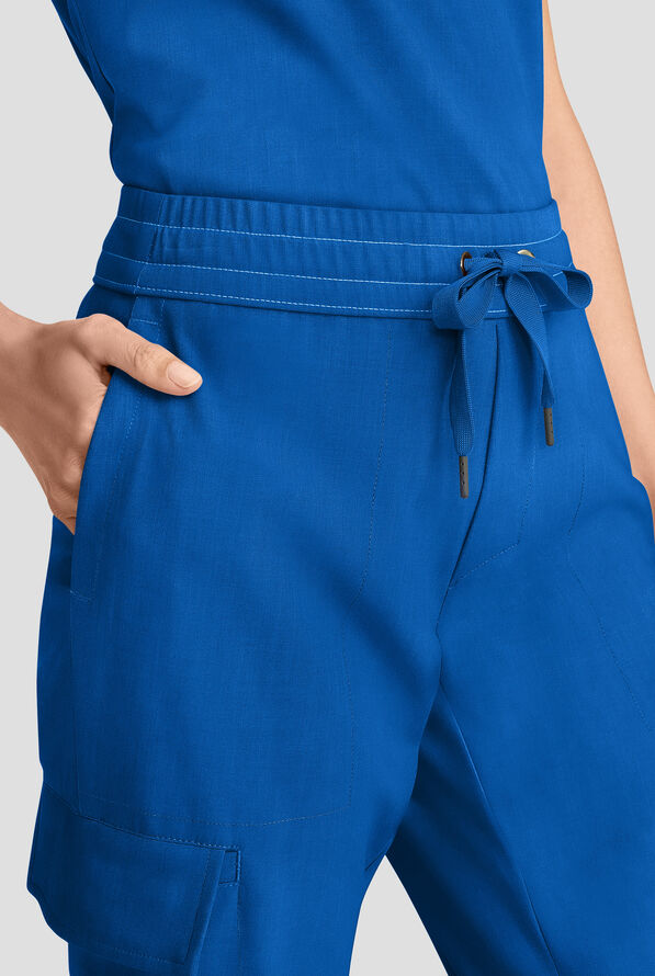 Healing Hands Quest Women's 4-Pocket STRETCH Straight Leg Drawstring Cargo Scrub Pant - Royal - 2