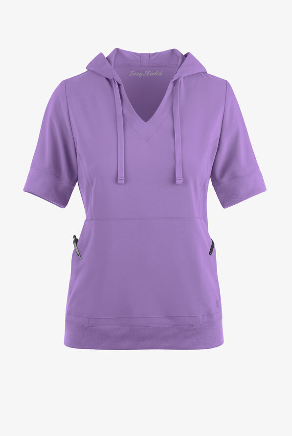 Easy STRETCH True Women's 3-Pocket Short Sleeve Pull-Over Scrub Hoodie - Ultraviolet Light - 2
