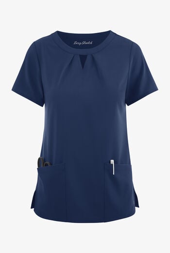 Blusa médica Easy STRETCH Salma con cuello ojo de cerradura y 3 bolsillos para mujer