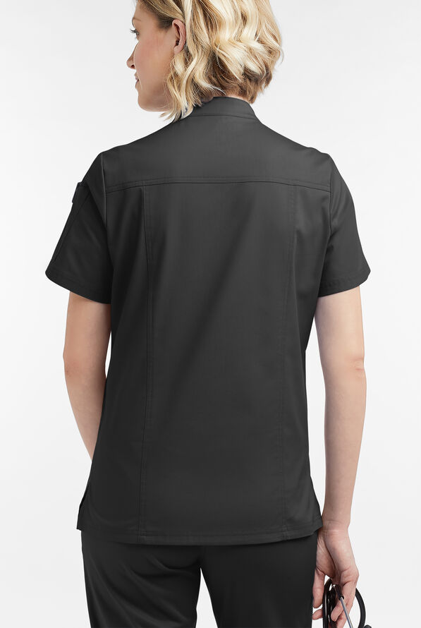 Blusa m&eacute;dica UA Butter-Soft STRETCH con cremallera y 6 bolsillos para mujer - Black - 4