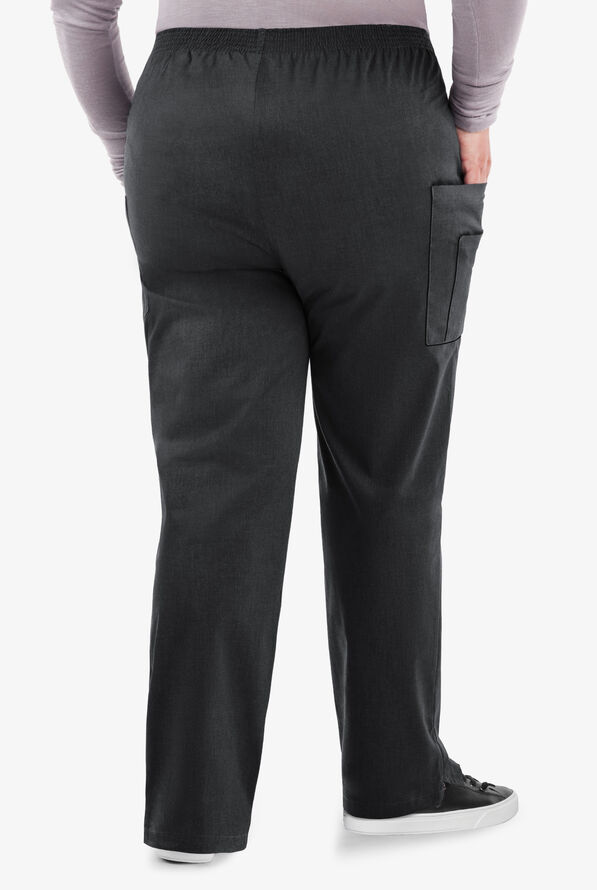 Butter-Soft STRETCH Women's 3-Pocket Plus Size Pull On Scrub Pants - Heather Charcoal - 2