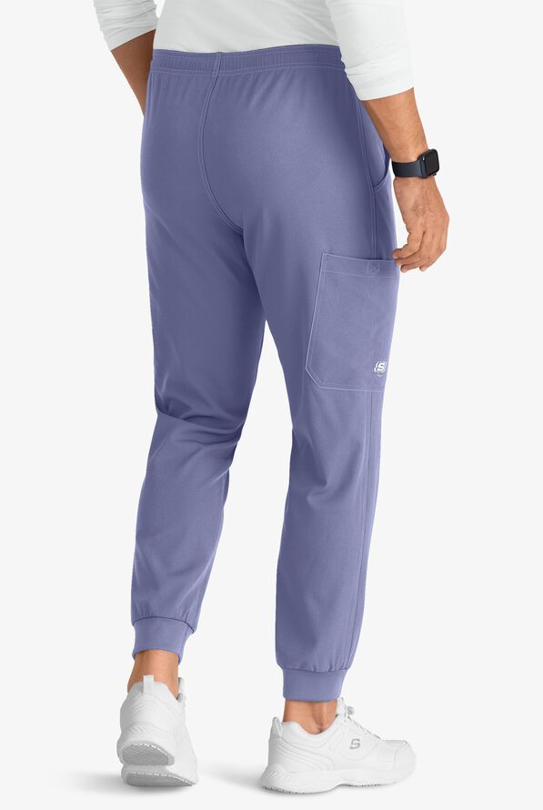 Skechers by Barco Structure Men's 3-Pocket STRETCH Cargo Jogger Scrub Pants - Short - Ceil Blue - 4