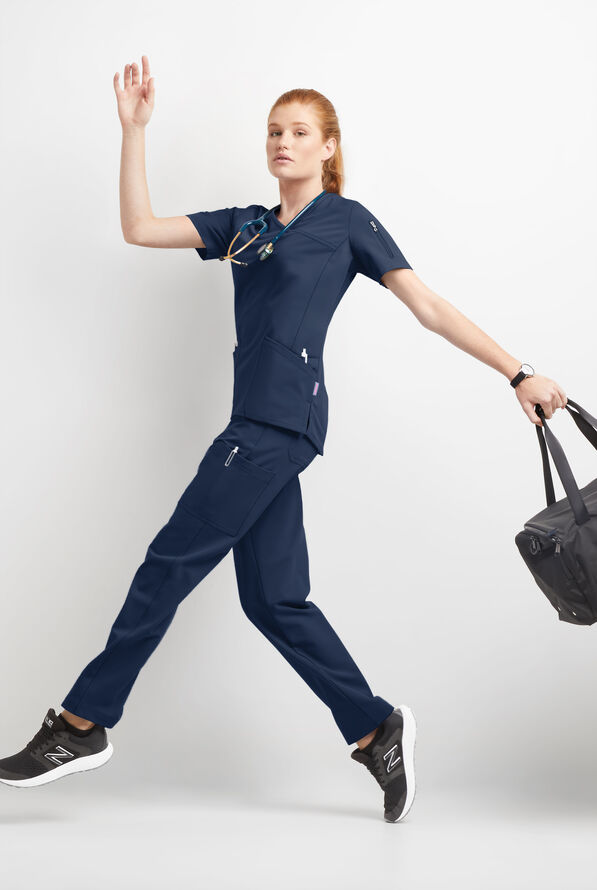 MOVEMENT by Butter-Soft Rigel Women's 9-Pocket Interior Drawstring STRETCH Scrub Pants - Navy - 4