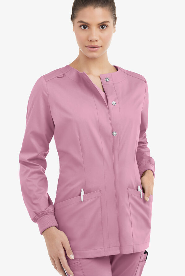Chaqueta médica manga larga UA Butter-Soft STRETCH con botones a presión y 2 bolsillos para mujer - Cherry Blossom - 2