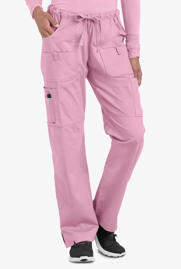 Butter-Soft STRETCH Women's 10-Pocket Drawstring Scrub Pants - Tall - Cherry Blossom - 1