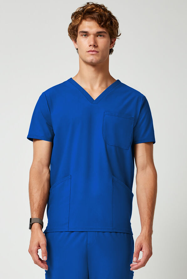 Camisa m&eacute;dica Infinity PURSUIT STRETCH con cuello en V y 3 bolsillos para hombre - Royal - 5