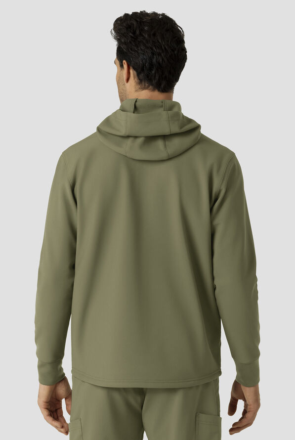 Carhartt Force Rugged Men's 3-Pocket Bonded Fleece Utility Zip Front Hoodie Scrub Jacket - Olive - 6