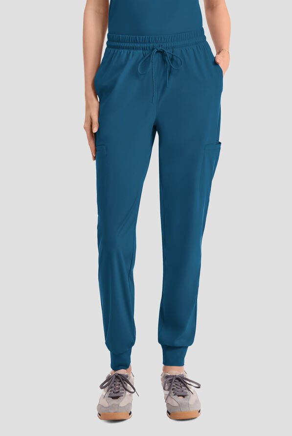 Infinity PURSUIT Women's 5-Pocket STRETCH Drawstring Jogger Scrub Pant - Caribbean Blue - 1
