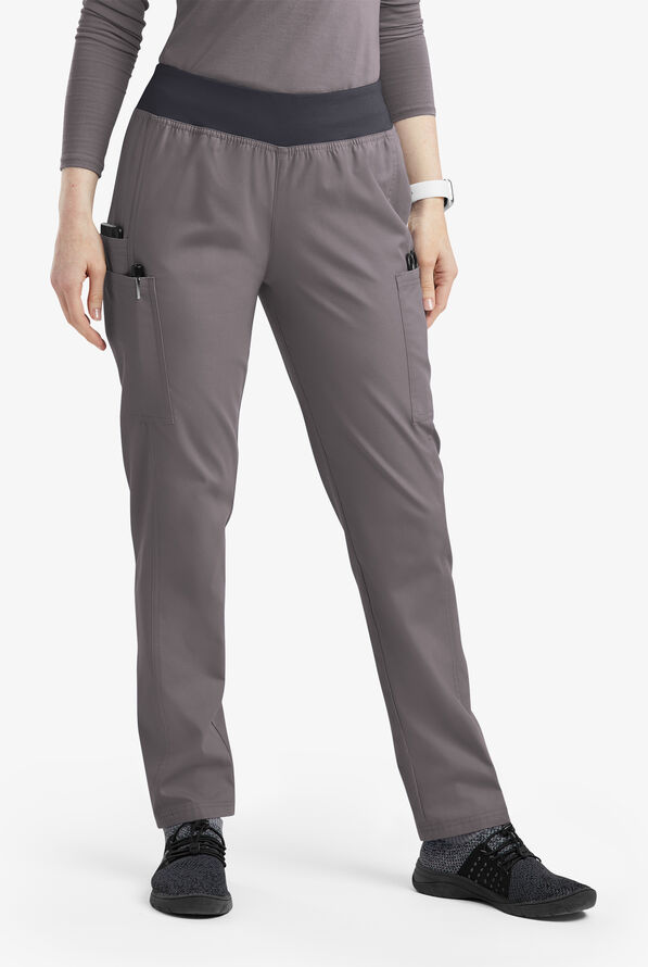 Pantalón médico Butter-Soft Originals de tiro medio estilo yoga con piernas entalladas y 5 bolsillos para mujer - Grey Stone/Pewter - 1