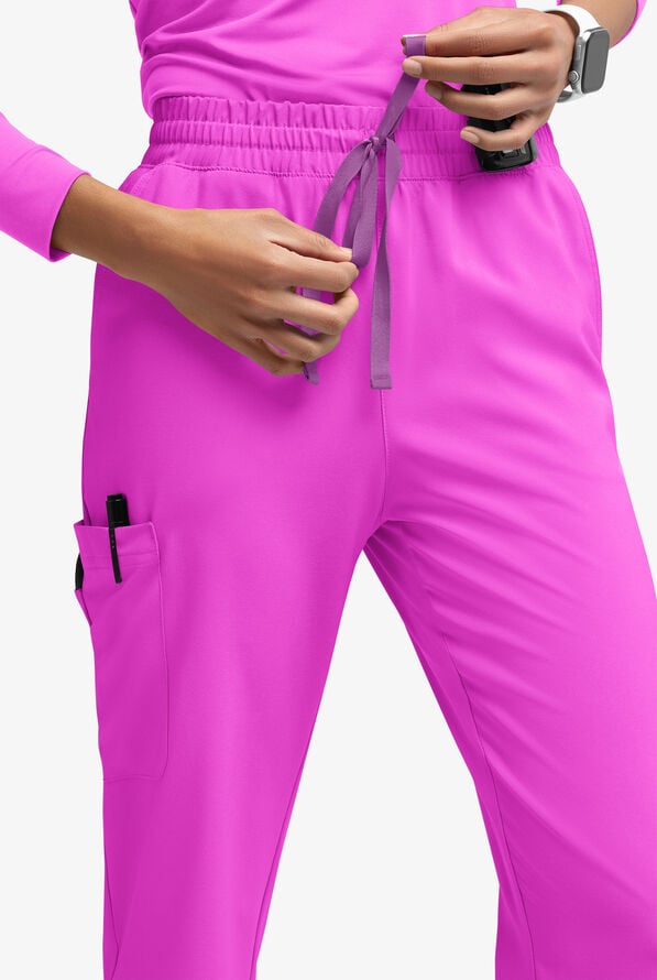 Pantal&oacute;n m&eacute;dico Easy STRETCH Naya con piernas rectas y 6 bolsillos para mujer - Electric Fuchsia/Purple Swirl - 3