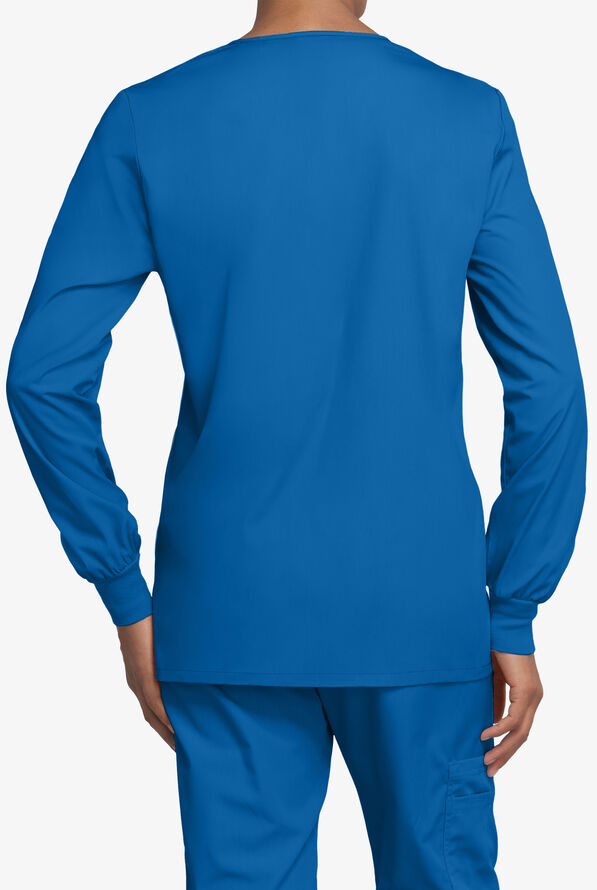 Cherokee Workwear Women's 3-Pocket Snap Front Scrub Jacket - Royal - 3