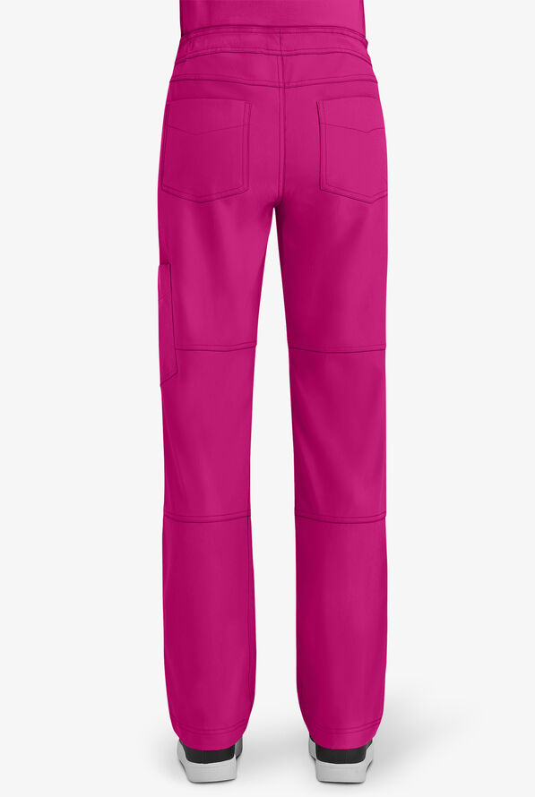 koi Lite™ Limited Edition Peace Women's 6-Pocket Rhinestone Detail Drawstring Cargo Scrub Pants - Azalea Pink - 2